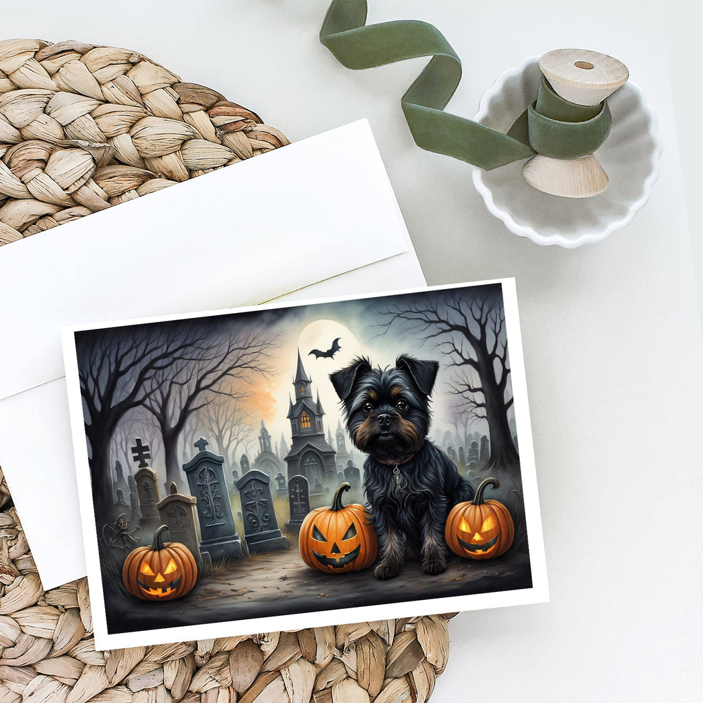Affenpinscher Spooky Halloween Greeting Cards Pack of 8 Blank Cards with Envelopes Whimsical A7 Size 5x7
