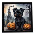 Affenpinscher Spooky Halloween Framed Metal Print Bathroom, Kitchen, Office, Home Decor Wall Art Ready to Hang, Square, 8X8