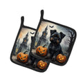 Affenpinscher Spooky Halloween Pot Holder Set of 2 Heat Resistant Quilted Hot Pads 7.5 x 7.5 Inch, Insulated Kitchen Trivets for Cooking & Baking