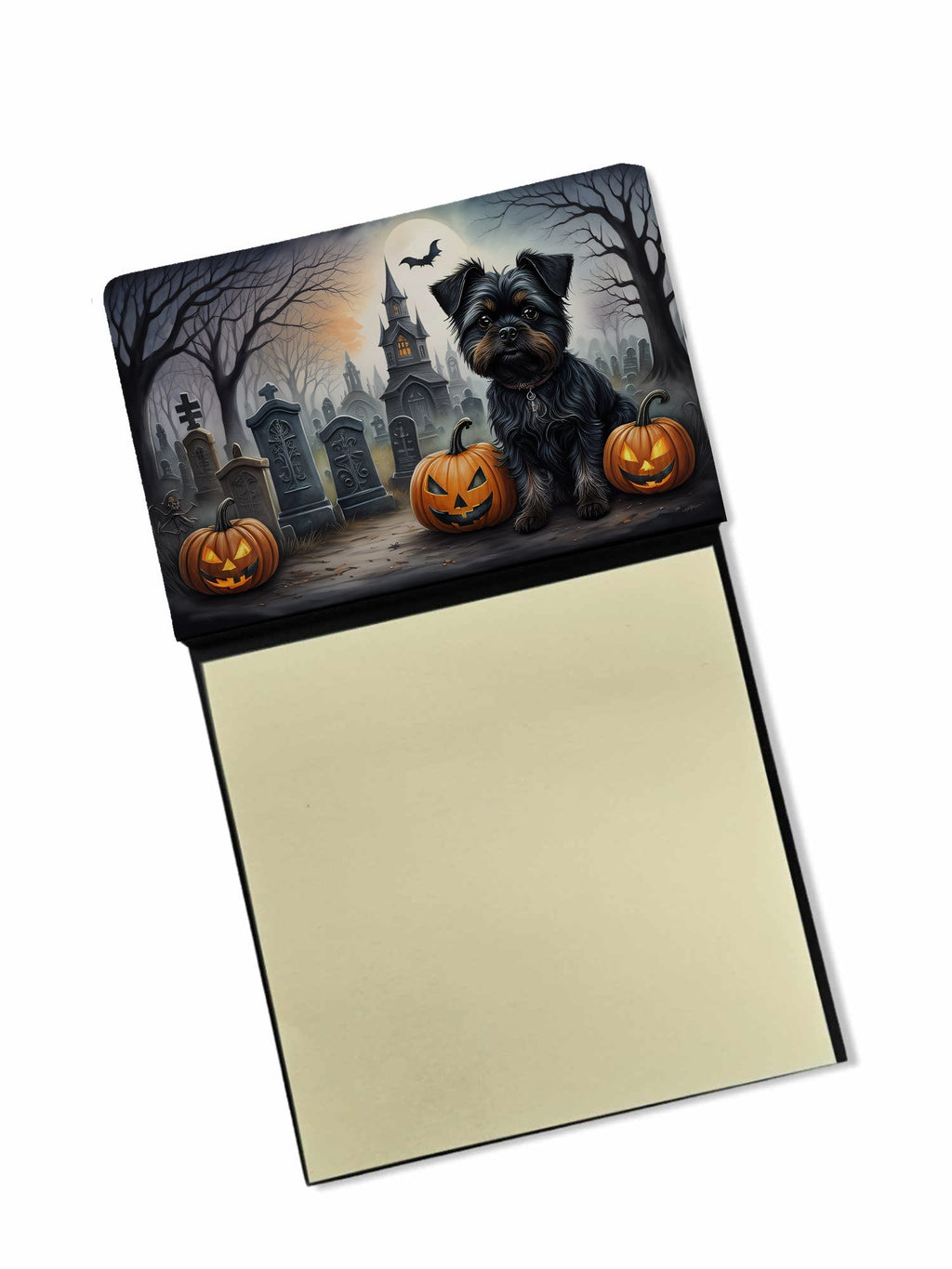 Affenpinscher Spooky Halloween Watercolor Sticky Note Holder Refillable Dispenser Desk Accessory 3x3 Pad Gift