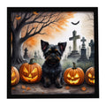 Affenpinscher Spooky Halloween Framed Metal Print Bathroom, Kitchen, Office, Home Decor Wall Art Ready to Hang, Square, 8X8