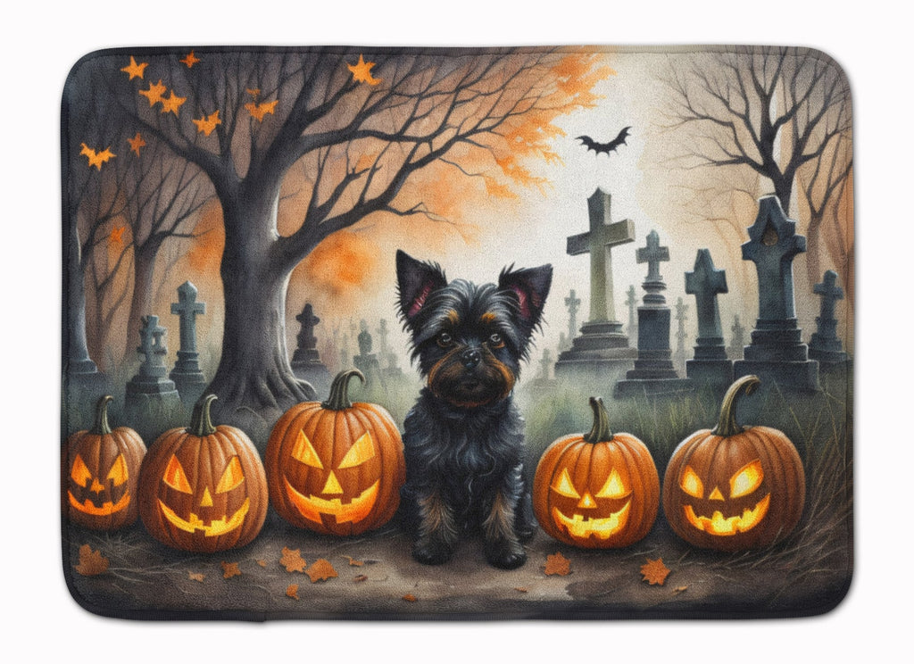 Affenpinscher Spooky Halloween Memory Foam Kitchen Mat Machine Washable Anti-Fatigue Cushion Comfort Bath or Kitchen Rug