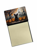 Affenpinscher Spooky Halloween Watercolor Sticky Note Holder Refillable Dispenser Desk Accessory 3x3 Pad Gift