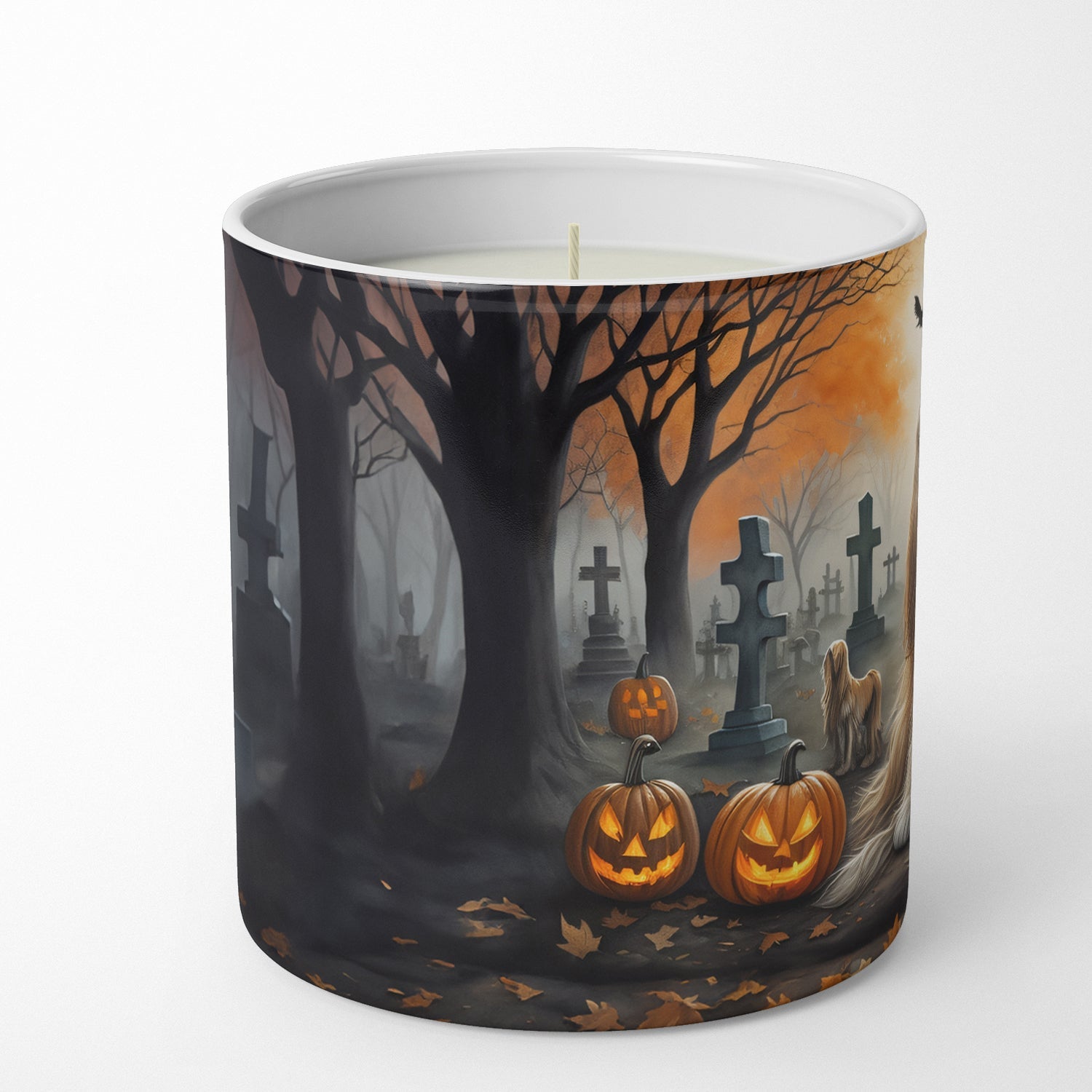 Afghan Hound Spooky Halloween Decorative Soy Candle Nature Soy Wax Essential Oil Home Decor Ideal for Bedroom Kitchen Bath Office Gift, 10 oz
