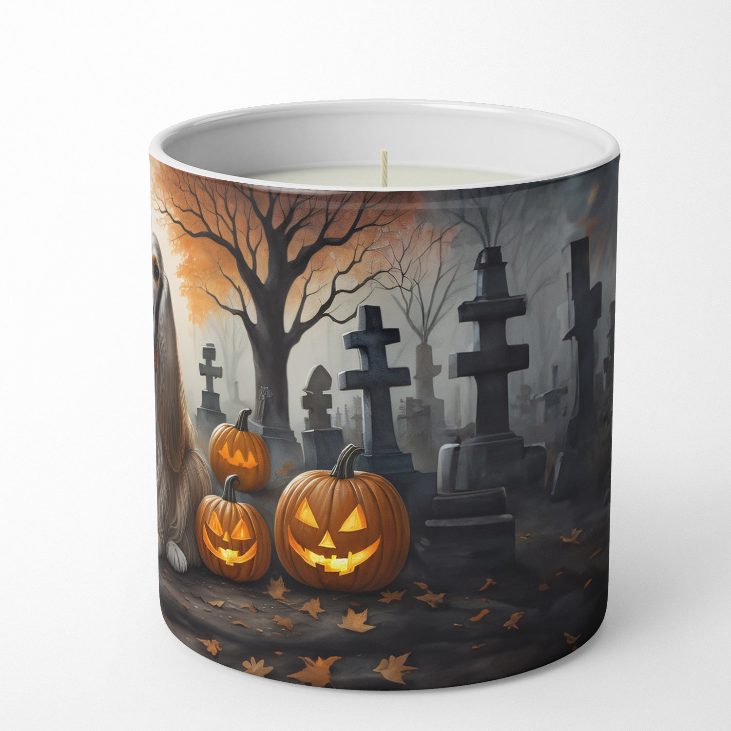Afghan Hound Spooky Halloween Decorative Soy Candle Nature Soy Wax Essential Oil Home Decor Ideal for Bedroom Kitchen Bath Office Gift, 10 oz