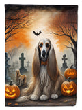 Afghan Hound Spooky Halloween House Flag 28x40 Porch Sleeve Pole Decorative Outside Yard Banner Artwork Wall Hanging, Polyester