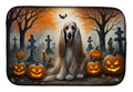 Afghan Hound Spooky Halloween Dish Drying Mat Absorbent Dish Drying Mat Pad for Kitchen Counter Dish Drainer Mat for Countertop, 14 x 21", Multicolor