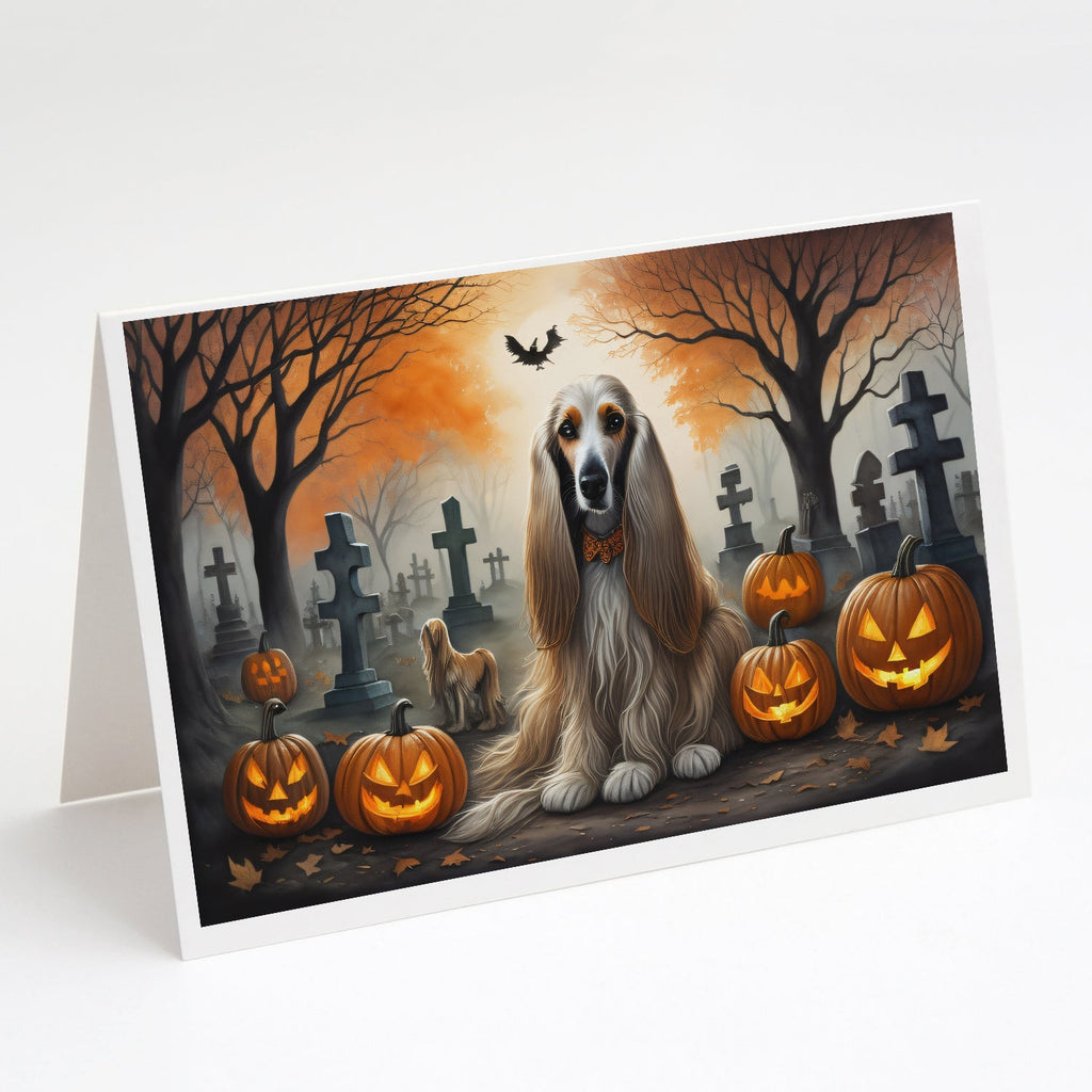 Afghan Hound Spooky Halloween Greeting Cards Pack of 8 Blank Cards with Envelopes Whimsical A7 Size 5x7