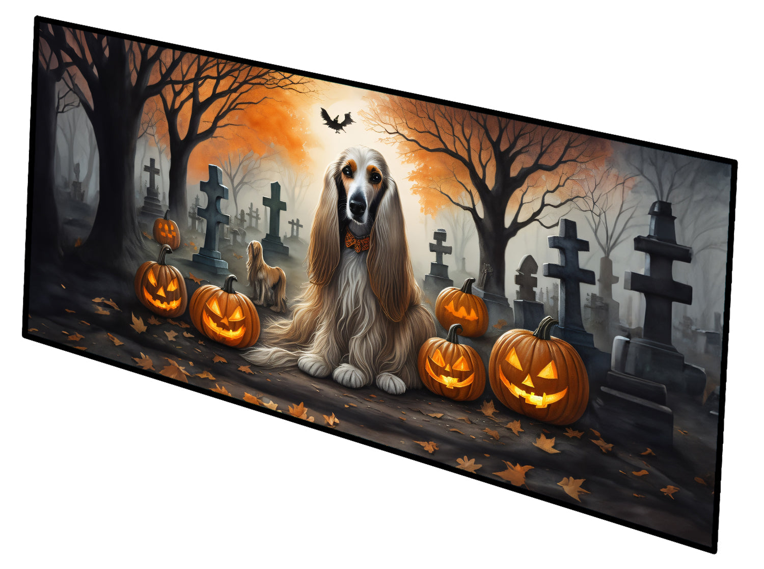 Afghan Hound Spooky Halloween Runner Mat 28x58 Front Door Mat Indoor Outdoor Rugs for Entryway Hallway Foyer Non Slip Washable Wide Doormat