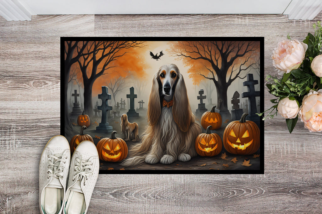 Afghan Hound Spooky Halloween Doormat Indoor Outdoor 24H X 36W Front Door Mat Rugs for Entryway, Non Slip Washable Low Pile,