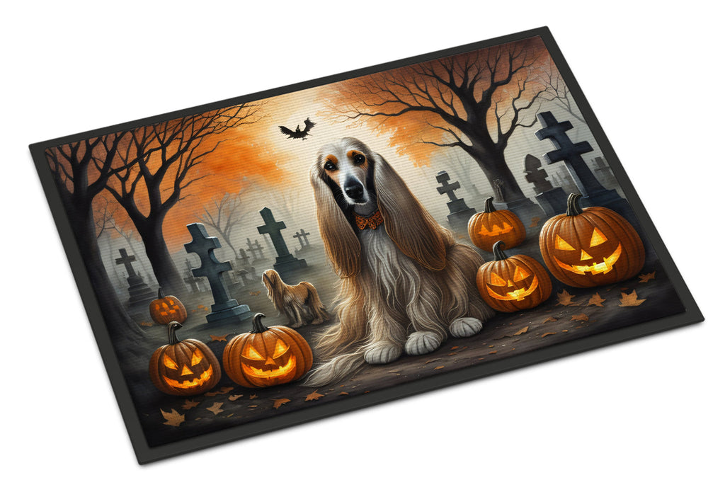 Afghan Hound Spooky Halloween Doormat Indoor Outdoor 18H X 27W Front Door Mat Rugs for Entryway, Non Slip Washable