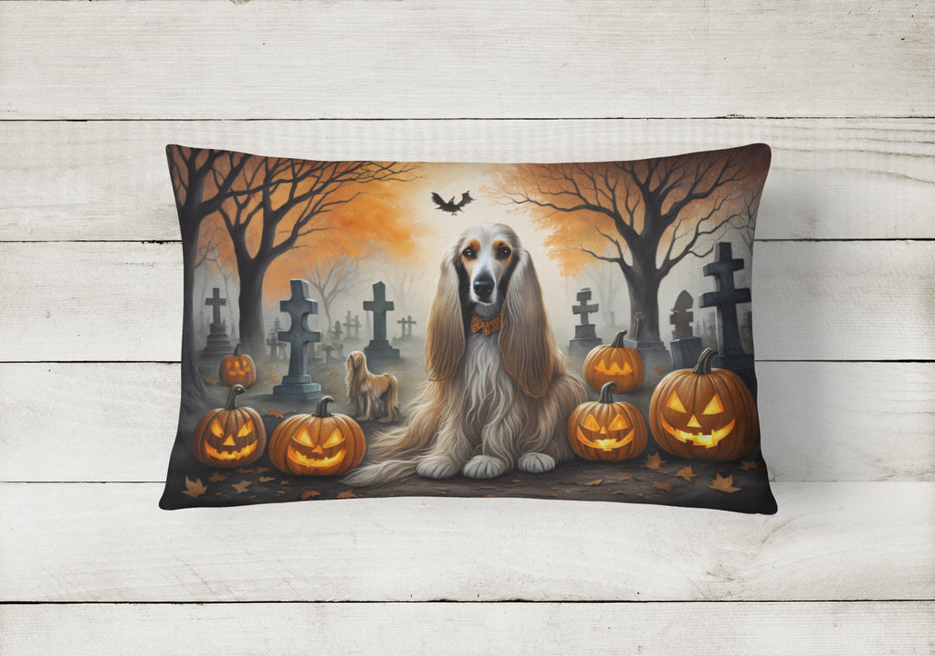 Afghan Hound Spooky Halloween Decorative Throw Pillow 12x16 Indoor Outdoor Accent Cushion, Fabric Cover with Insert for Sofa, Bed, Porch & Living Room