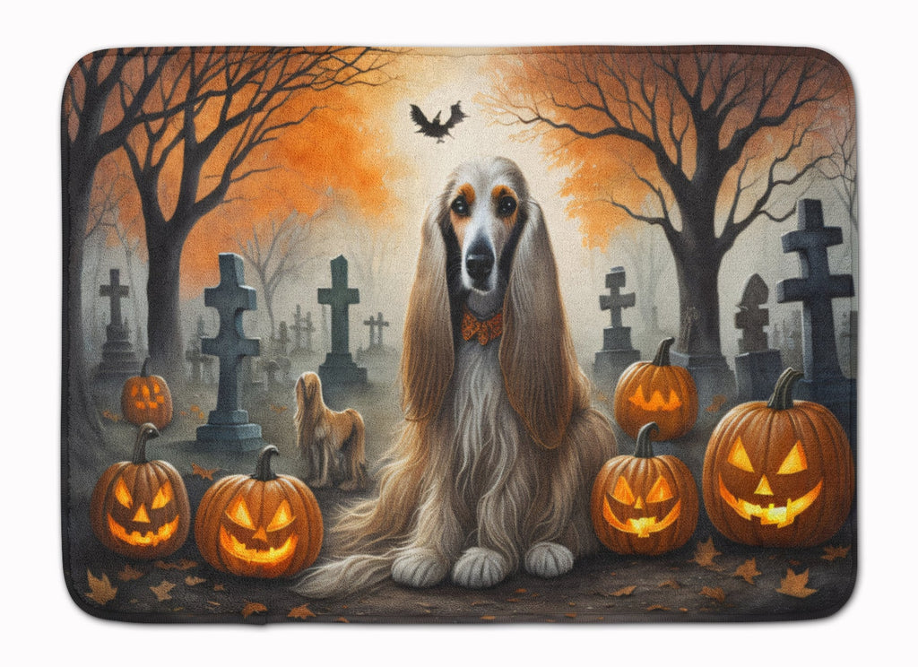 Afghan Hound Spooky Halloween Memory Foam Kitchen Mat Machine Washable Anti-Fatigue Cushion Comfort Bath or Kitchen Rug