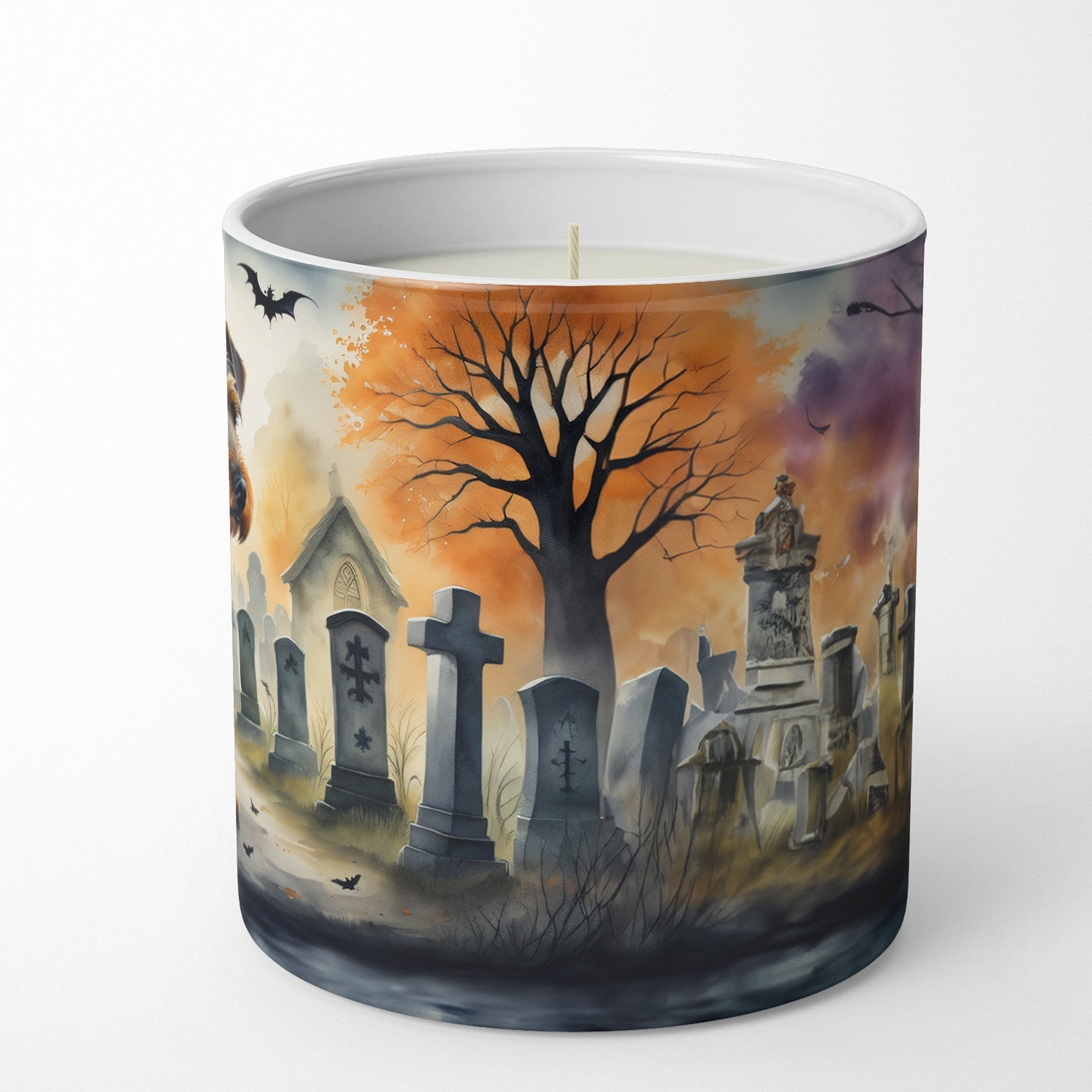 Airedale Terrier Spooky Halloween Decorative Soy Candle Nature Soy Wax Essential Oil Home Decor Ideal for Bedroom Kitchen Bath Office Gift, 10 oz