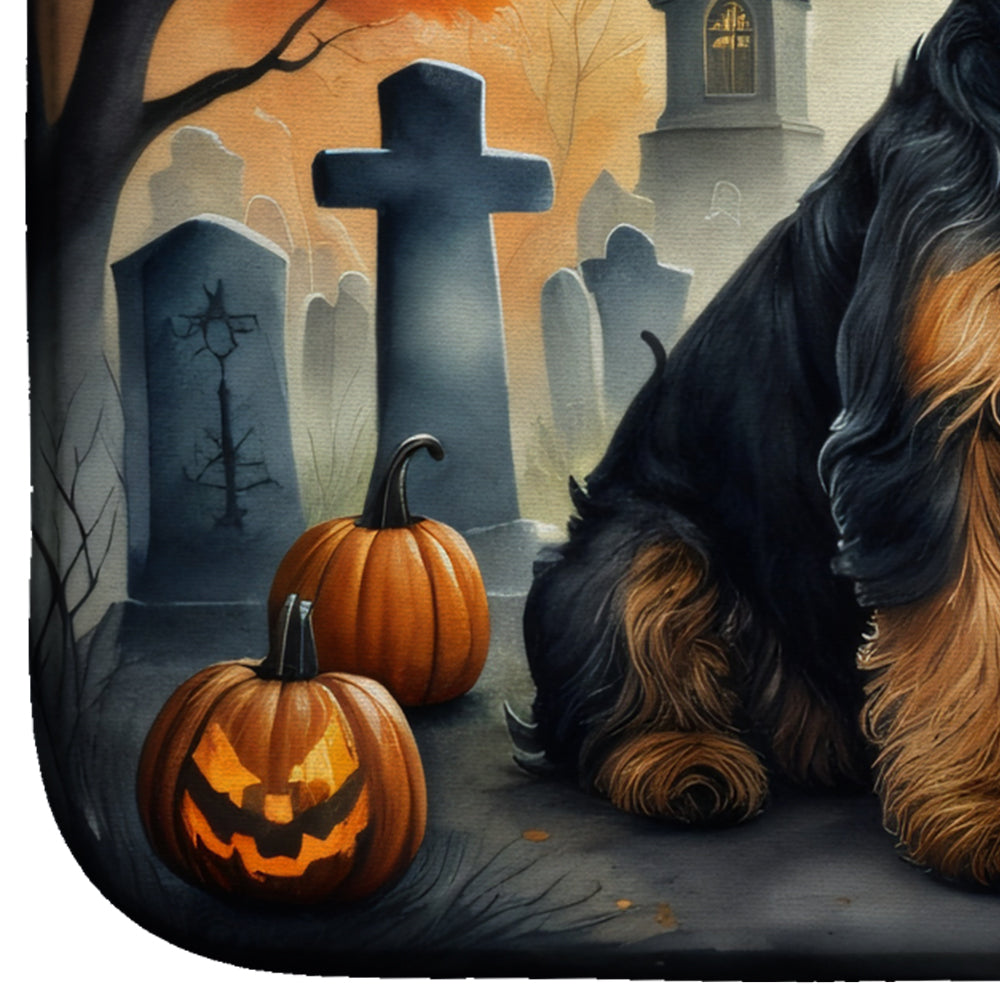 Airedale Terrier Spooky Halloween Dish Drying Mat Absorbent Dish Drying Mat Pad for Kitchen Counter Dish Drainer Mat for Countertop, 14 x 21", Multicolor
