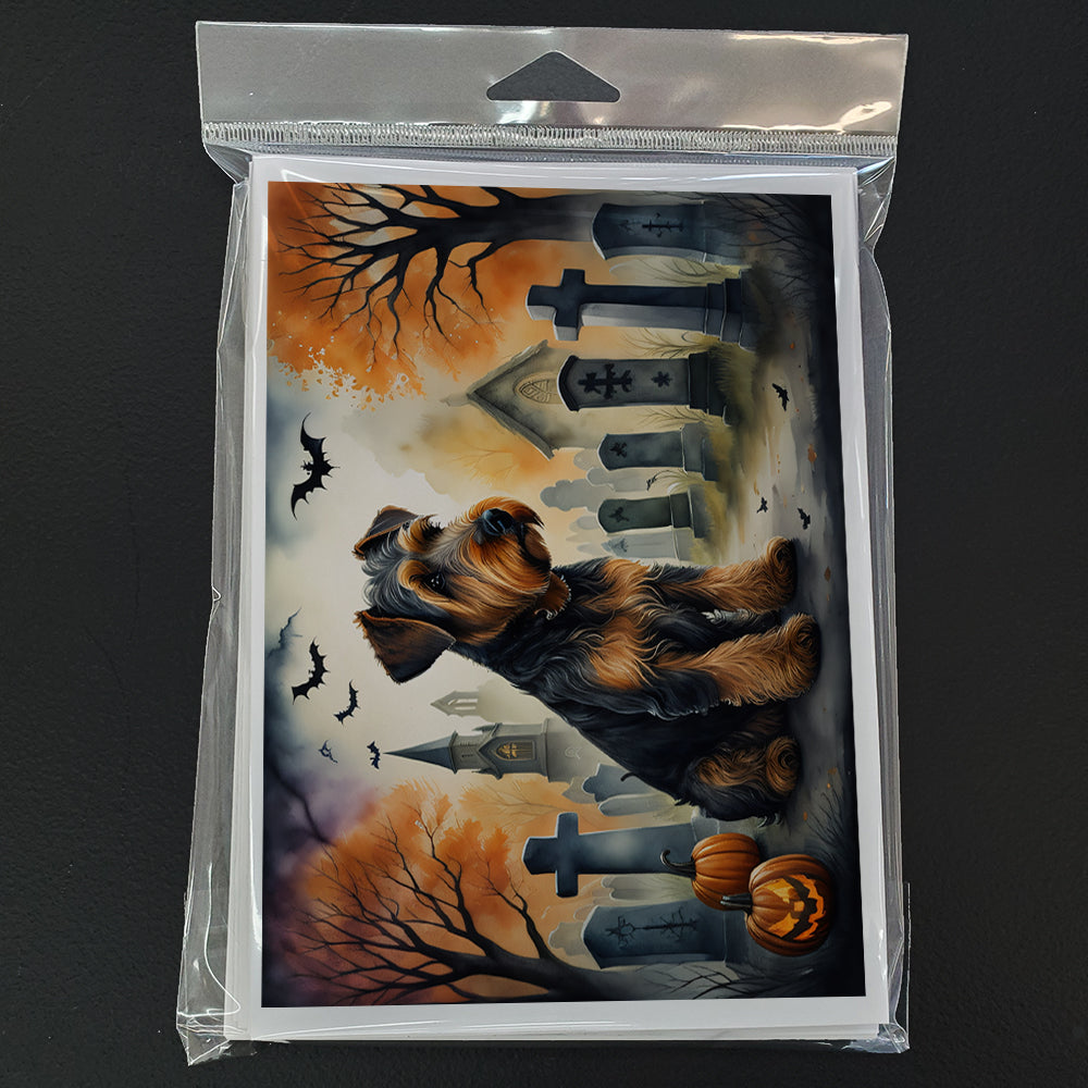 Airedale Terrier Spooky Halloween Greeting Cards Pack of 8 Blank Cards with Envelopes Whimsical A7 Size 5x7