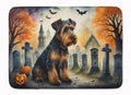 Airedale Terrier Spooky Halloween Memory Foam Kitchen Mat Machine Washable Anti-Fatigue Cushion Comfort Bath or Kitchen Rug
