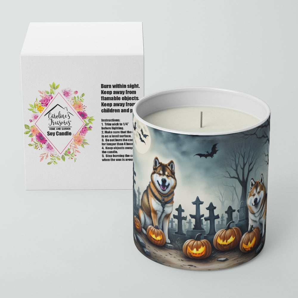 Akita Spooky Halloween Decorative Soy Candle Nature Soy Wax Essential Oil Home Decor Ideal for Bedroom Kitchen Bath Office Gift, 10 oz