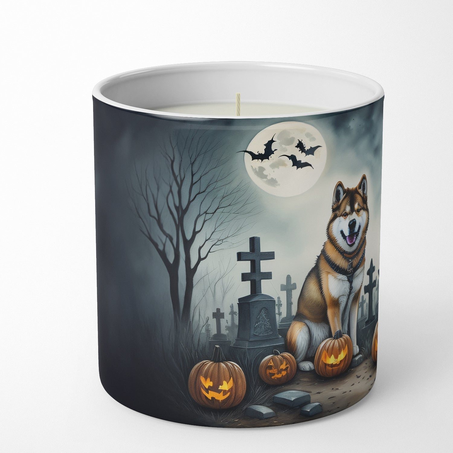Akita Spooky Halloween Decorative Soy Candle Nature Soy Wax Essential Oil Home Decor Ideal for Bedroom Kitchen Bath Office Gift, 10 oz
