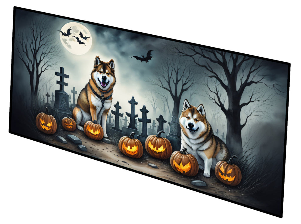 Akita Spooky Halloween Runner Mat 28x58 Front Door Mat Indoor Outdoor Rugs for Entryway Hallway Foyer Non Slip Washable Wide Doormat