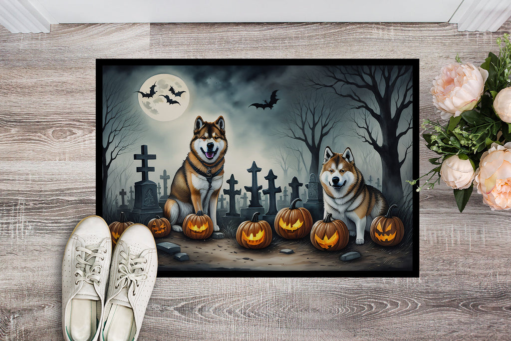 Akita Spooky Halloween Doormat Indoor Outdoor 24H X 36W Front Door Mat Rugs for Entryway, Non Slip Washable Low Pile,