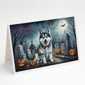 Alaskan Malamute Spooky Halloween Greeting Cards Pack of 8 Blank Cards with Envelopes Whimsical A7 Size 5x7