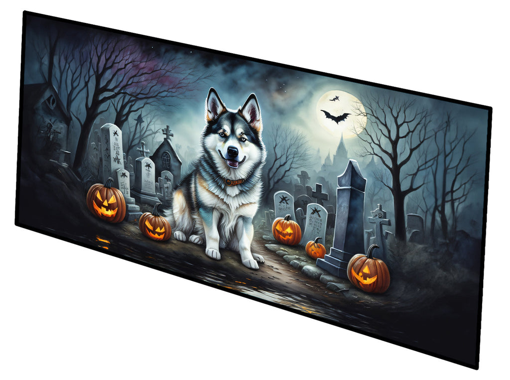 Alaskan Malamute Spooky Halloween Runner Mat 28x58 Front Door Mat Indoor Outdoor Rugs for Entryway Hallway Foyer Non Slip Washable Wide Doormat