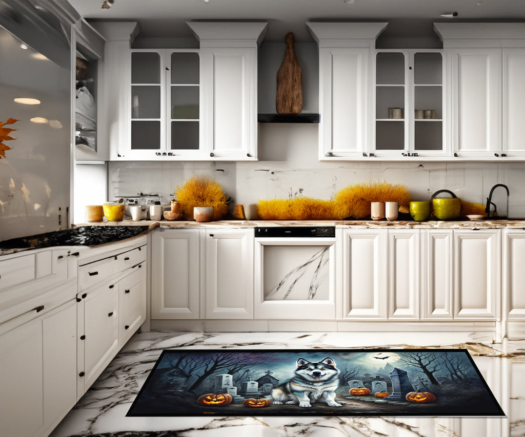Alaskan Malamute Spooky Halloween Runner Mat 28x58 Front Door Mat Indoor Outdoor Rugs for Entryway Hallway Foyer Non Slip Washable Wide Doormat