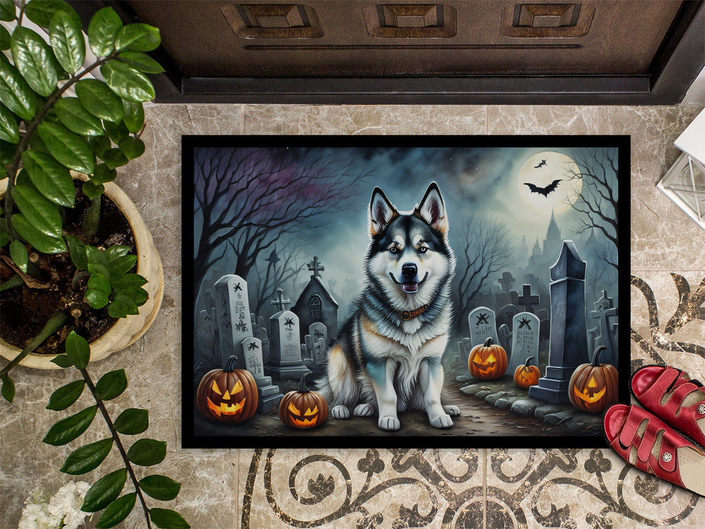 Alaskan Malamute Spooky Halloween Doormat Indoor Outdoor 24H X 36W Front Door Mat Rugs for Entryway, Non Slip Washable Low Pile,