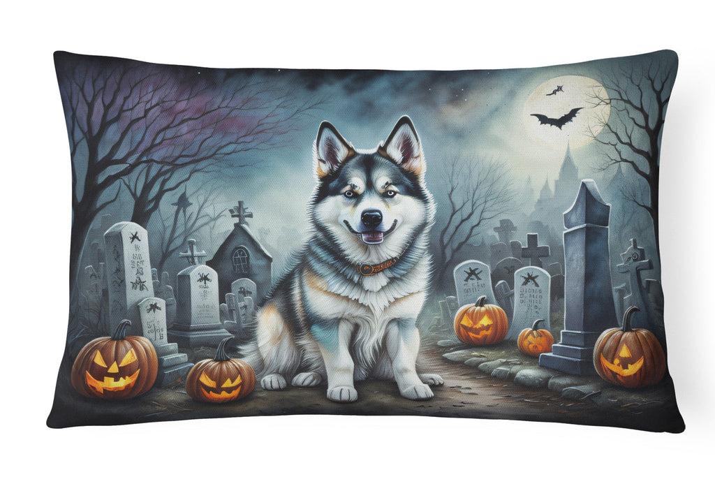 Alaskan Malamute Spooky Halloween Decorative Throw Pillow 12x16 Indoor Outdoor Accent Cushion, Fabric Cover with Insert for Sofa, Bed, Porch & Living Room