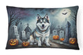 Alaskan Malamute Spooky Halloween Decorative Throw Pillow 12x16 Indoor Outdoor Accent Cushion, Fabric Cover with Insert for Sofa, Bed, Porch & Living Room