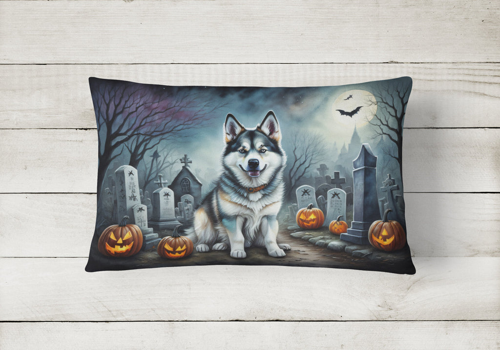 Alaskan Malamute Spooky Halloween Decorative Throw Pillow 12x16 Indoor Outdoor Accent Cushion, Fabric Cover with Insert for Sofa, Bed, Porch & Living Room