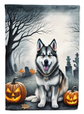 Alaskan Malamute Spooky Halloween House Flag 28x40 Porch Sleeve Pole Decorative Outside Yard Banner Artwork Wall Hanging, Polyester