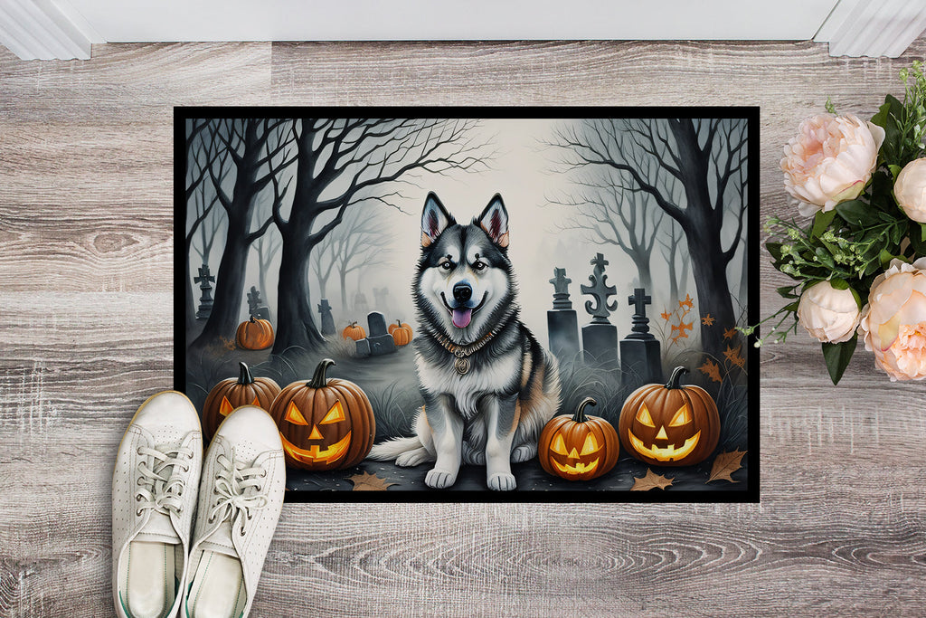 Alaskan Malamute Spooky Halloween Doormat Indoor Outdoor 24H X 36W Front Door Mat Rugs for Entryway, Non Slip Washable Low Pile,