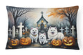 American Eskimo Spooky Halloween Decorative Throw Pillow 12x16 Indoor Outdoor Accent Cushion, Fabric Cover with Insert for Sofa, Bed, Porch & Living Room