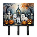 American Eskimo Spooky Halloween Leash or Key Holder Wall Hooks, Coat Rack Wall Mount, for Hanging Keys, Towels, Aprons, Leashes