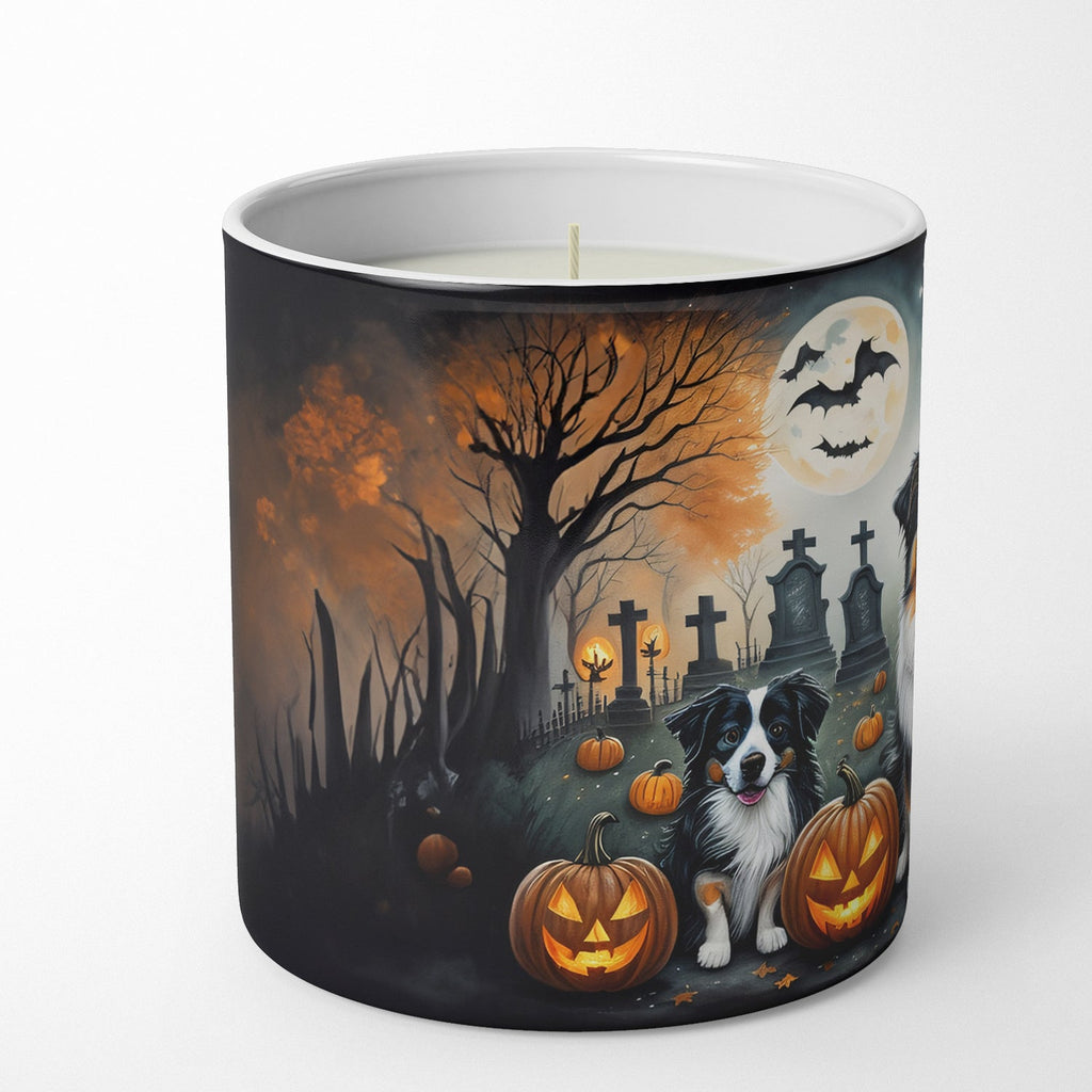 Australian Shepherd Spooky Halloween Decorative Soy Candle Nature Soy Wax Essential Oil Home Decor Ideal for Bedroom Kitchen Bath Office Gift, 10 oz