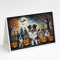 Australian Shepherd Spooky Halloween Greeting Cards Pack of 8 Blank Cards with Envelopes Whimsical A7 Size 5x7