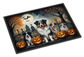Australian Shepherd Spooky Halloween Doormat Indoor Outdoor 24H X 36W Front Door Mat Rugs for Entryway, Non Slip Washable Low Pile,
