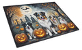 Australian Shepherd Spooky Halloween Cutting Board Tempered Glass Kitchen Cutting Surface, Heat Resistant Chopping, Non-Slip Feet, Food Prep & Serving
