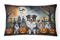 Australian Shepherd Spooky Halloween Decorative Throw Pillow 12x16 Indoor Outdoor Accent Cushion, Fabric Cover with Insert for Sofa, Bed, Porch & Living Room