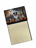 Australian Shepherd Spooky Halloween Watercolor Sticky Note Holder Refillable Dispenser Desk Accessory 3x3 Pad Gift