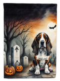 Basset Hound Spooky Halloween House Flag 28x40 Porch Sleeve Pole Decorative Outside Yard Banner Artwork Wall Hanging, Polyester