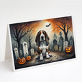 Basset Hound Spooky Halloween Greeting Cards Pack of 8 Blank Cards with Envelopes Whimsical A7 Size 5x7
