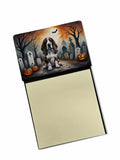 Basset Hound Spooky Halloween Watercolor Sticky Note Holder Refillable Dispenser Desk Accessory 3x3 Pad Gift