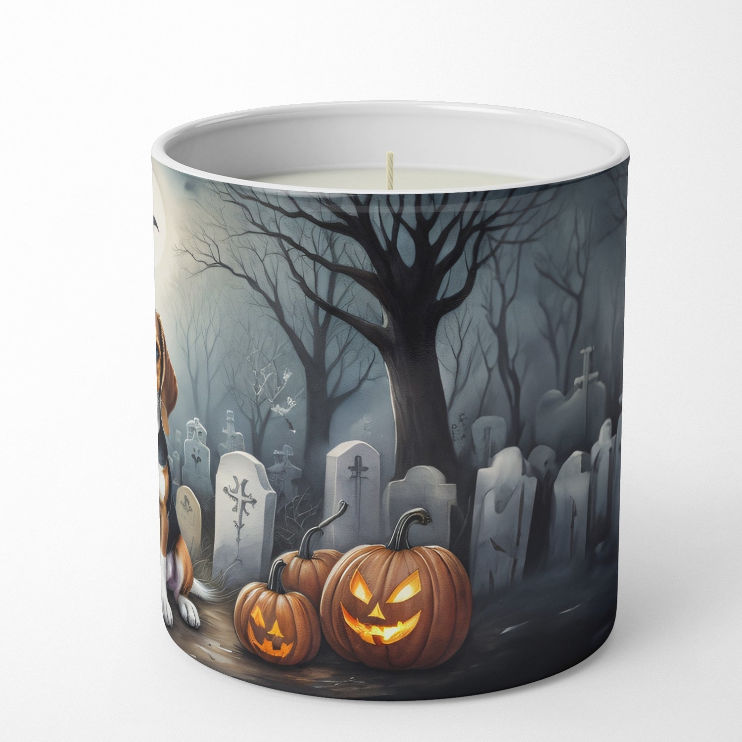Beagle Spooky Halloween Decorative Soy Candle Nature Soy Wax Essential Oil Home Decor Ideal for Bedroom Kitchen Bath Office Gift, 10 oz