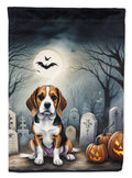 Beagle Spooky Halloween House Flag 28x40 Porch Sleeve Pole Decorative Outside Yard Banner Artwork Wall Hanging, Polyester