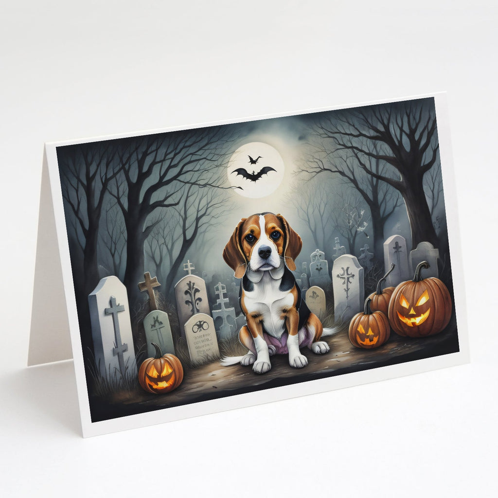 Beagle Spooky Halloween Greeting Cards Pack of 8 Blank Cards with Envelopes Whimsical A7 Size 5x7