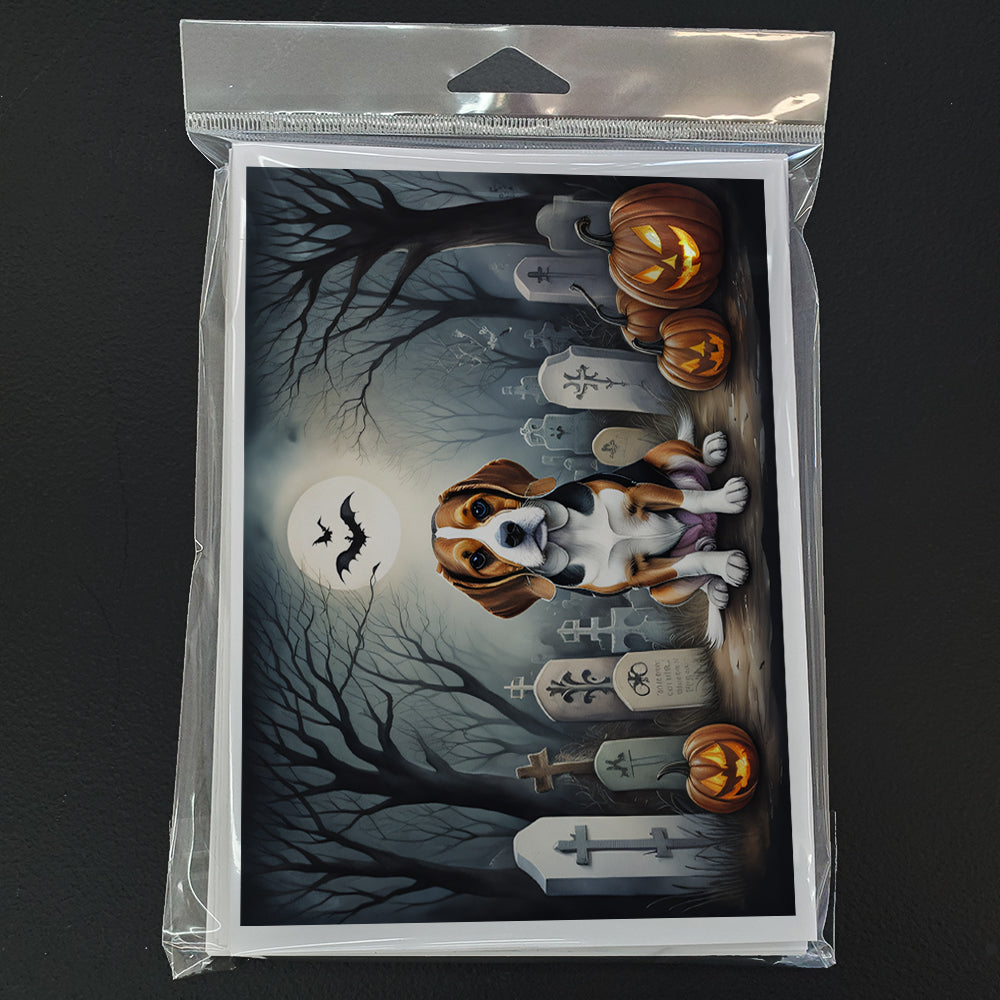 Beagle Spooky Halloween Greeting Cards Pack of 8 Blank Cards with Envelopes Whimsical A7 Size 5x7