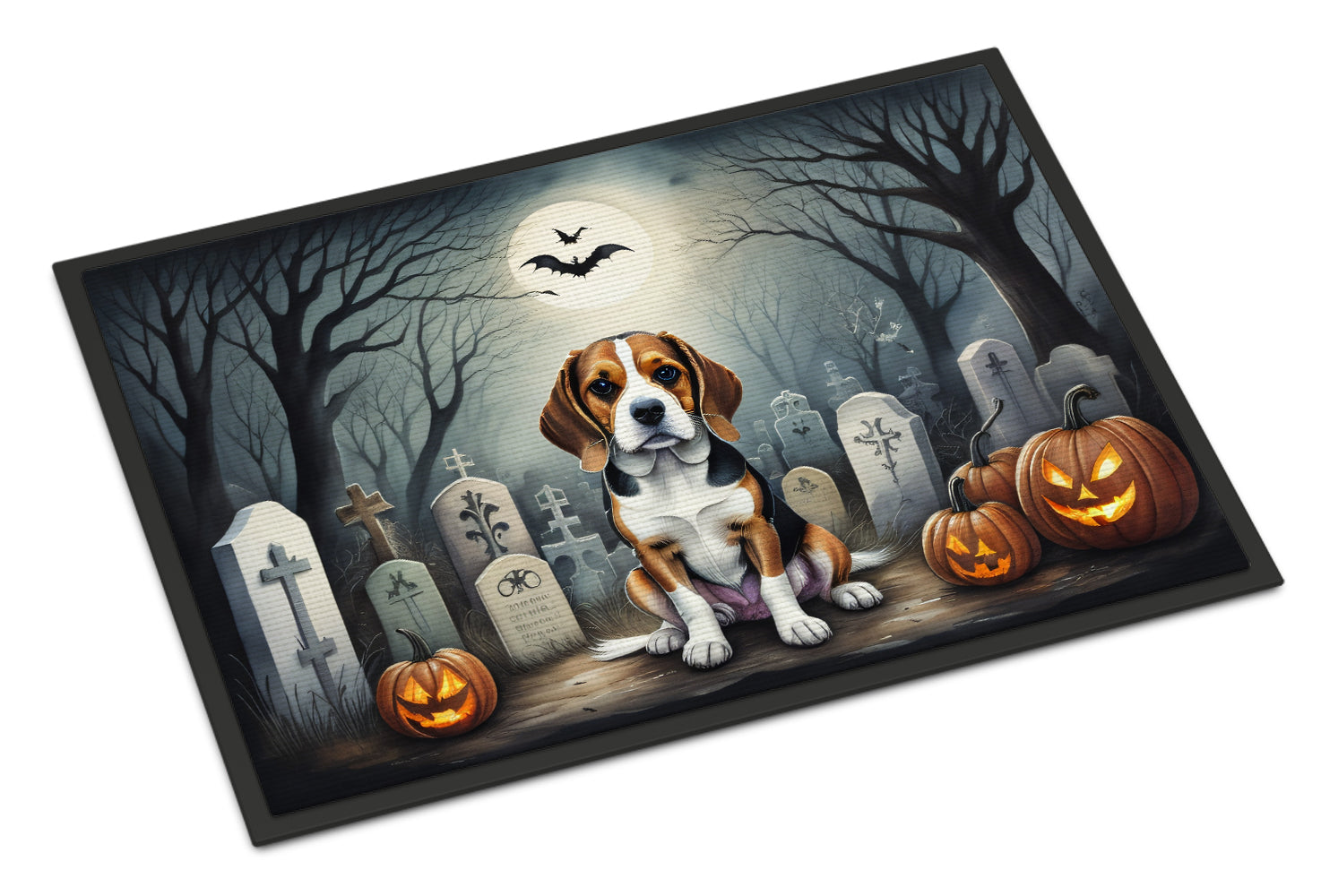 Beagle Spooky Halloween Doormat Indoor Outdoor 18H X 27W Front Door Mat Rugs for Entryway, Non Slip Washable